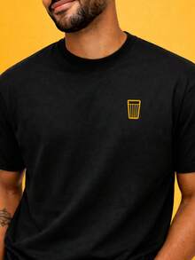 T-Shirt Resenharia Copo Americano Minimalist Brazilian Style Black Casual Unisex Friends Beer Bar Men's Women's 100% Cotton - 黑色 - 查看 1