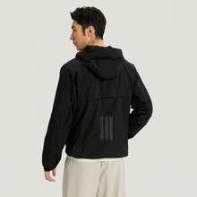 adidas 休閒戶外舒適舒爽純色連帽黑色夾克男款KR2511 - 黑色 - 查看 2