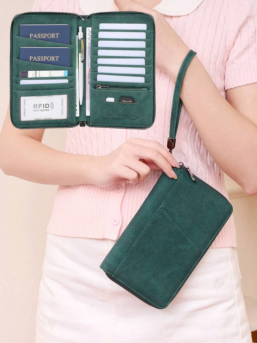 Ví đựng hộ chiếu chống RFID CHARM INFINITE, ví du lịch dung lượng lớn có khóa kéo, ví đựng thẻ và vé đa năng bằng da PU. - Nhiều màu - Xem 1