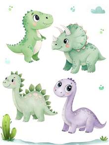 4pcs/1pc Large Dinosaur Cardboard Hollow Decoration, Dinosaur Birthday Party Backdrop Standee Yard Sign, Cute Dinosaur Photo Booth Prop, Party Supplies - Multicolor - View 8
