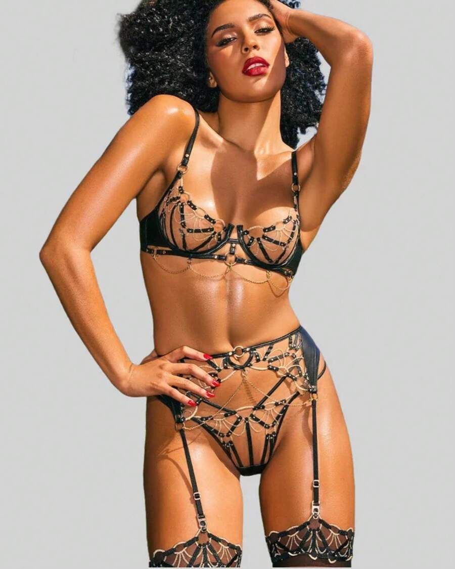 Ellolace Luxury Sexy Lingerie To Catch Hot Erotic Customes Sexy Female Complete Daring Lace Adult Outfits New Call Of The Night - Black Nude - 查看 1
