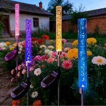 4件/2件/1件 變色LED氣泡地燈,防水,花園裝飾戶外燈,戶外太陽能花園燈,戶外太陽能燈,適用於花園、庭院、圍欄、花園裝飾、園藝、露營、花園燈、LED燈 - 水晶棒燈 - 查看 2