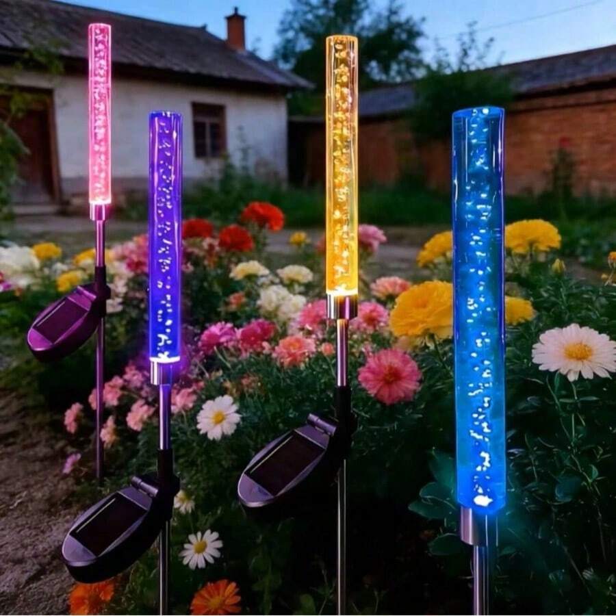 4件/2件/1件 變色LED氣泡地燈，防水，花園裝飾戶外燈，戶外太陽能花園燈，戶外太陽能燈，適用於花園、庭院、圍欄、花園裝飾、園藝、露營、花園燈、LED燈