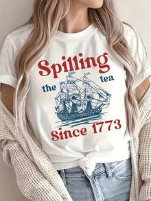 Maglietta Divertente Del 2026 Con La Scritta "Spilling The Tea Since 1773" - Umorismo Sull'occupazione Britannica, Abbigliamento Patriottico Per Le Feste Del 4 Luglio, Maglietta - 後退 - 查看 5