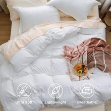 Bedsure White Duvet Cover Size - 3 Pieces Prewashed Cotton-Like Polyester Soft Bedding Set, Includes 1 Duvet Cover 90x90 Inches With Zipper Closure 2 Pillow Shams, Comforter Not Included - 00 - 白色(不含被子) - 查看 4