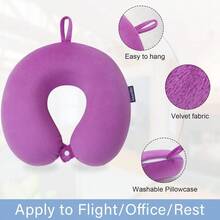 Travel Pillow Comfortable Neck Pillow U Shape Foam Support Neck And Portable Travel Neck Pillow Suitable Airplane, Trains, Self-Driving - 紫色 - 查看 2
