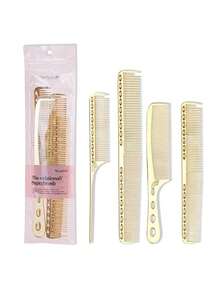 WANMEI 4pcs Hair Comb Set, Professional Salon Hairdressing Comb Set, Heat Resistant Styling Comb, Anti-Static Hairdressing Comb, Rose Gold Finish Hair Comb Set, Suitable For All Hair Types Smooth Hair Comb - Multicolor - View 14