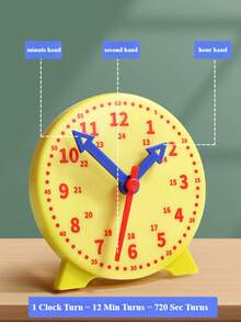 1 pieza Reloj de aprendizaje - Conjunto de modelo de reloj azul, rosa y amarillo con 3 manecillas, herramienta educativa para identificación y cognición del tiempo, con esfera de reloj y manecillas de colores (color de manecilla aleatorio), regreso a la escuela - por defecto - Ver 5