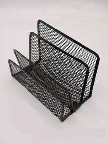 Multifunctional Metal Mesh Desktop Organizer With Bookshelf, Space-Saving Freestanding Storage Rack, Stationery Holder, File Organizer, Suitable For Home Office, Teachers And Artists, Compact Vertical Storage Design, Ideal For Home And Office Decor - Multicolor - View 7