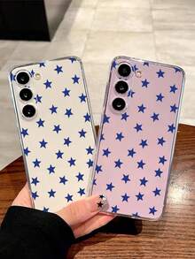 1件裝高級藍色小星星軟手機保護殼，適用於 Honor Galaxy A04e/12/A13/A14/A34/A50/A52/A53/A54/S21/S22/S23/S24/S25/S25Ultra/S25FE/S26/S26 PLUS/S26 ULTRA/S26 EDGE/ 6A/7A/8A/ 12T/13T/15T/15 TPRO - 無色 - 查看 2