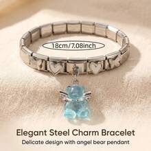 1pc Cute Bear & Bee Pendant Modular Women Bracelet, Suitable For Daily Wear - Multicolor - View 4