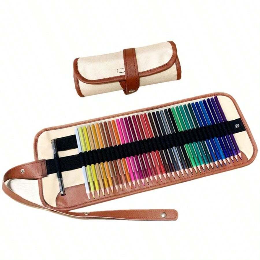 Pencil Case, Portable Colored Pencil Storage Pencil Roll, Student & Adult Art Supplies Organizer Roll-Up Pen Bag - S - View 1