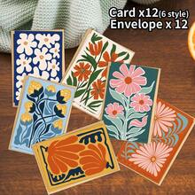 12pcs Medieval Modern Abstract Bohemian Style Floral Greeting Cards With Envelopes - Multi-Purpose Thank You Cards Suitable For Birthday, Wedding, Anniversary And Holiday - C - View 4