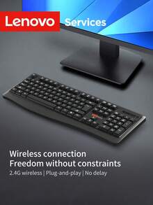 Lenovo Silent Wireless Keyboard And Mouse Set 2.4G Full Size Office Keyboard With Ergonomic Quiet Mouse USB Plug Play Combo For Laptop Computer Desktop PC Home Office Gaming Study - View 2