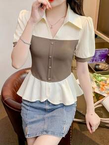 Women Blouses & Shirts - Khaki - View 5