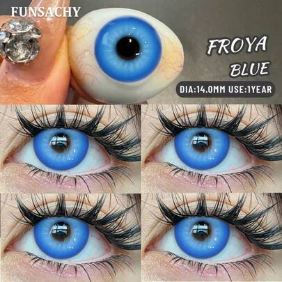 FUNSACHY 1 Pair Of Cosplay Contact Lenses, Red/Blue/Green, For Cosplay Eye Makeup, Annual Use.