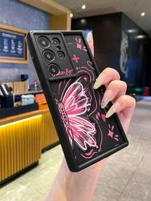 1 Piece Shockproof, Waterproof And Scratch Resistant Phone Case With Lens Protection, Pink Graffiti Butterfly And Black  Design, Compatible With Apple///, International Version, Not The Domestic Version - 3 - 查看 6