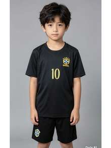 Brazilian National Team Kids' Outfit All Black 2026 - 黑色 - 查看 3