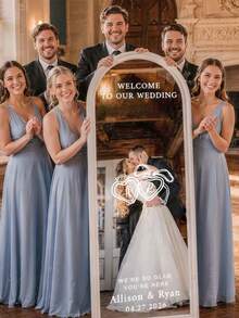 1pc - Personalized DIY Wedding Mirror Welcome Sign Sticker, Wedding Mirror Welcome Sign Sticker, Removable Letters. Wedding Mirror Sticker, Wedding Mirror Sticker, Custom Vinyl Sticker, With Bride And Groom Names, Wedding Mirror Sign For Wedding Reception Decor - Multicolor - View 3