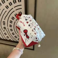 SANRIO 三麗鷗 Hello Kitty 女孩化妝包，便攜大容量旅行盥洗包，護膚品手提包，防水，旅行必需品，假期必備，化妝包，可用作女孩化妝包。學生文具。學生鉛筆盒。返校禮物。(輕微污漬可擦拭乾淨) - 彩色 - 查看 5