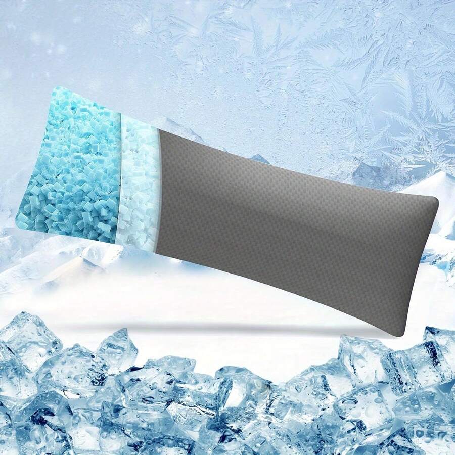 [Cooling Body Pillow] Shredded Blue Cooling Body Pillow For Adults - 20x54 Inch Washable Pillowcase With Pillow Insert - Grey - View 1