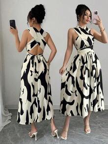 1 pieza Vestido largo sin mangas para mujer, de moda para el verano - Albaricoque - Ver 8