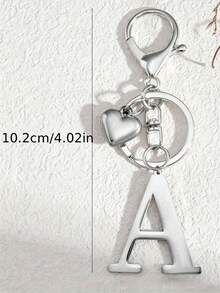 Premium Fashion Silver Metal Heart-Shaped Letter Keychain, A-Z 3D Letter Pendant, Stylish Alloy Keychain, Backpack Charm Car Keychain, Classic Minimalist Keychain For Women's Daily Use, Decorative Accessory, Perfect Gift For Friends, Family, Couples, Girlfriend, Special Occasions, Mother's Day - Multicolor - View 9