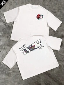A Symbolic Figure Representing The Duality Between Inner Strength And Outer Calm, With Bold Lines And Contrasting Colors That Evoke Creative Energy And Personal Expression. A Comfortable, Modern, Reversible Men's T-Shirt Suitable For Everyday Wear And Casual Occasions. - White - View 8