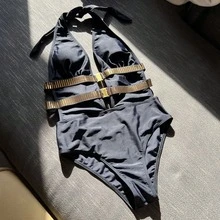 2026 New Sexy Backless Strap One-Piece Swimsuit Bikini - Black - View 4