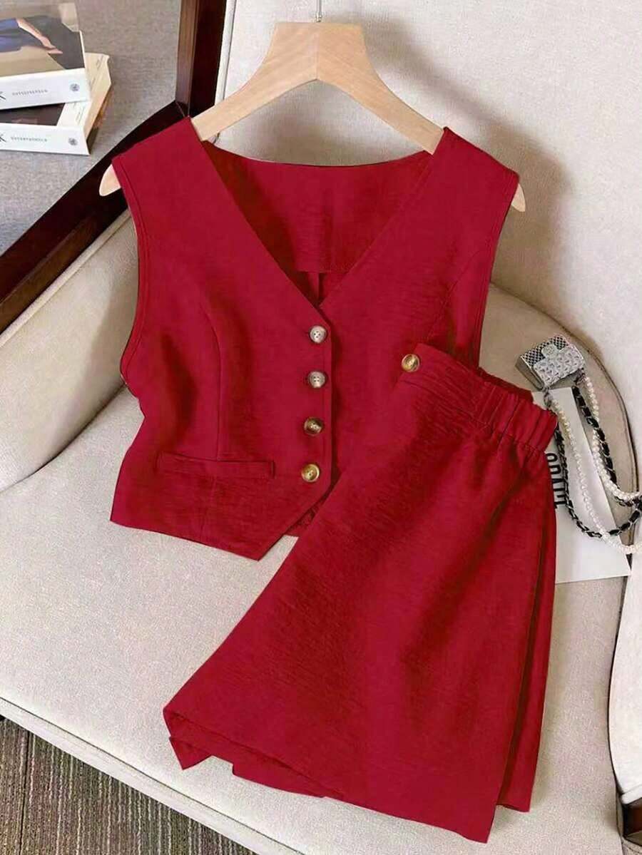 Conjunto de dos piezas para mujer para uso diario - Burdeos - Ver 1
