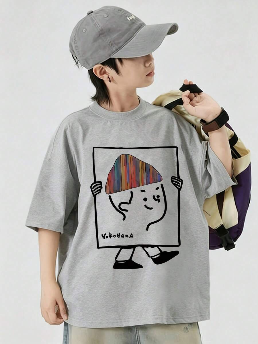 Loose-Fitting Short-Sleeved T-Shirt For Children, Medium To Large Size, 2025 Clothing - 白色 - 查看 1