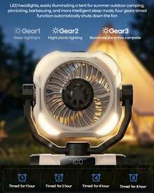 REMAX RS-ZF20 Upgraded Outdoor Camping Fan, 100-Speed, High-Definition Digital Display, 3-Level LED Light Adjustment, 60-Hour Battery Life, Smart Timer, Wireless Remote Control - Long-lasting Outdoor Camping Fan - View 4
