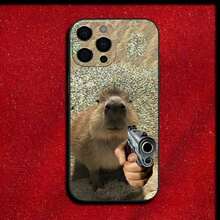 Cute Capybara Phone Case Compatible With 16, 15, 14, 13, 12, 11, Pro, X, XS, Max, XR, Plus, Mini Soft Black Cover, Compatible With 17 Pro Max Case, 17 Pro Case, 17 Case, 16 Pro Max Case - Z7 - 查看 12