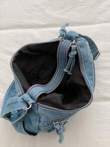 Casual Chic Soft Jeans Multi-Layer Crossbody Bag With Multiple Pockets, Versatile Commuter Large Capacity Women's Shoulder Bag, Great For Commuting - Blue - View 11
