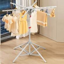 Kleiderständer mit 6 Stangen – 4 Füße, höhenverstellbar von 120 cm bis 170 cm. Zusammenklappbarer, freistehender Kleiderständer, geeignet für Waschküchen, Balkone, Terrassen und Hotelkorridore. Ideal für Zuhause und Hotels. - A - Übersicht 10