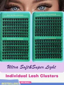 Hot Selling T50 Slanted Wispy Individual Cluster Eyelashes,0.07mm Soft Faux Mink D Curl Volume Lashes,Classic Eye Tail Upward Fox Eye Style Segmented Eyelashes,Portable Durable Easy Installation Reusable Eye Makeup Lashes,Universal Beauty Cosmetic Accessories For Daily And Occasion Makeup Use - View 6