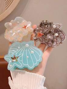 1pc Women's Shell Hair Claw Clip, Versatile Hair Accessory - Multicolor - View 2