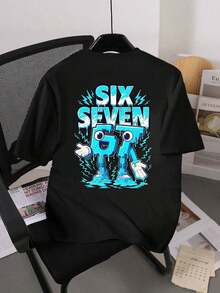 GraphicGems Boys' Basic Short Sleeve T-Shirt, Casual, Elegant, Creative, Personalized, Refreshing, Chic, Minimalist, Cool Style, With Digit 67 Football Graphic Print, Comfortable Clothing For Daily Wear, Cozy Summer And Autumn Styles, Suitable For 7 Year Olds, Graphic Clothing For Boys, Hip Hop Clothing For Boys. - 軍綠色 - 查看 2