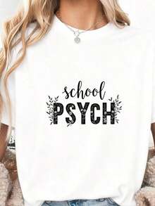 School Psychologist T-Shirt, Floral School Psychologist T-Shirt, School Psychologist Gift, Psychology Graduate Gift, School Psychologist Gift, Back To School Gift Mug, 100% Cotton - 白色1 - 查看 7