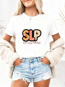 Speech-Language Pathologist (SLP) T-Shirt, Gifts For SLP, Sign Language T-Shirt, Speech-Language Pathologist T-Shirt, Gift For Speech-Language Pathologist, Language Pathology, Pure Cotton SLP T-Shirt - 白色3 - 查看 4