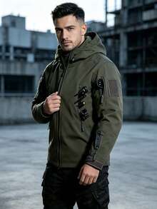 Tactical Military Jacket Made Of Soft Shark Skin - xanh quân đội - Xem 3
