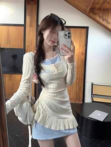 Women Midi Dresses - Apricot - View 2