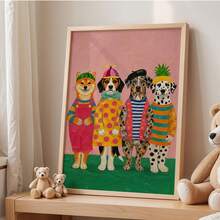1pc Funny Unique Colorful Humorous Dog Decorative Painting, Cute Anthropomorphic Puppy Poster Art, Suitable For Living Room Bedroom Office Decor, Gift For Pet Lovers, Unframed/Framed/Wooden Poster Hanger - Pattern - View 8
