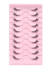10 Pairs Cat Eye Cross-Shaped Elongated Black Eyelashes, Suitable For Daily And Date Makeup - Black - View 7
