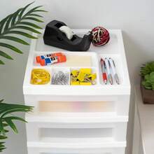 IRIS 9-Drawer Narrow Plastic Storage Drawer Cart With Organizer Top, White - White - View 3