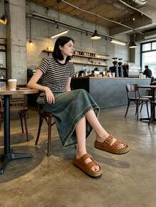 Dép xăng đan kaki mới cho nữ, dép xăng đan hai quai điều chỉnh được, dép lê mùa hè, dép bít mũi, dép lười, dép xăng đan đen thoải mái thường ngày, dép xăng đan đế bằng thanh lịch, giày đi biển, dép lê, giày nữ thoải mái cho kỳ nghỉ ngoài trời - Màu Khaki - Xem 7