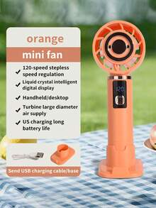 1 Set Mini Handheld Desktop Fan With Stand, USB Rechargeable Battery, Adjustable Wind Speed, Suitable For Camping, Outdoor, Travel, Student Gift - Multicolor - View 14