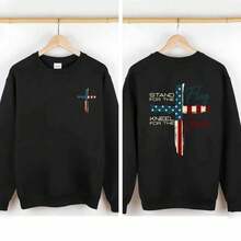 Camiseta de Fe Cristiana Patriótica – Defiende la Bandera, Arrodíllate por la Cruz, Camiseta Religiosa |   Camiseta de diseño de cruz de orgullo americano para hombres |   Ropa de algodón cristiana conservadora - Blanco - Ver 5