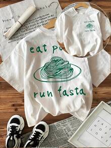 Summer Outfit For Women - Summer Tops: Graphic Print T-Shirt, Short-Sleeved Casual Top With Round Neck For Summer & Spring, Women's Clothing, Cotton T-Shirt, Women's T-Shirt - 白色 - 查看 6