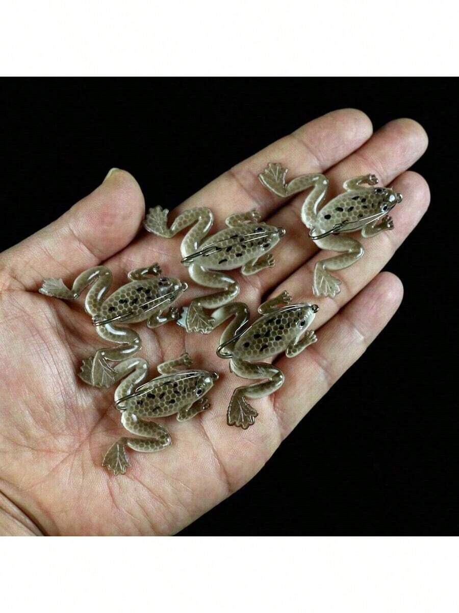 1個帶鉤黑色青蛙路亞 仿真青蛙軟餌 仿生假餌 野釣用 6cm 5g - 彩色 - 查看 1